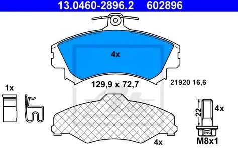 Колодки тормозные дисковые передние MITSUBISHI Colt, SMART Forfour Ate 13.0460-2896.2