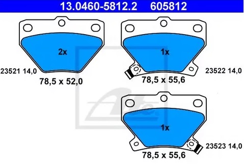 Колодки тормозные дисковые задние TOYOTA Celica, Corolla Ate 13.0460-5812.2 