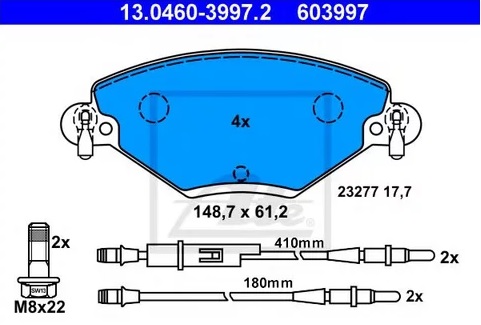 Колодки тормозные дисковые передние CITROEN C5 Ate 13.0460-3997.2