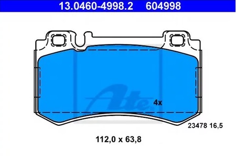 Колодки тормозные дисковые задние MERCEDES CL Ate 13.0460-4998.2