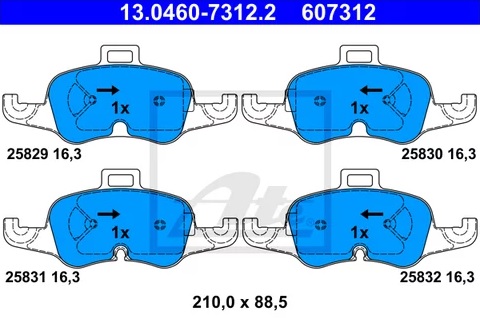 Колодки тормозные дисковые передние AUDI TT Ate 13.0460-7312.2