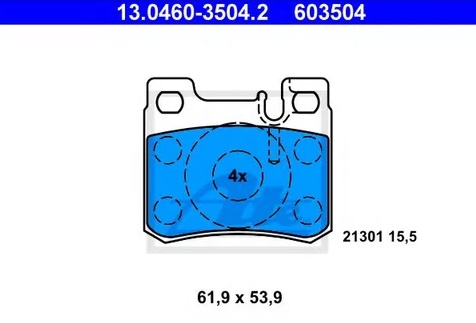Колодки тормозные дисковые задние MERCEDES 190, Coupe Ate 13.0460-3504.2