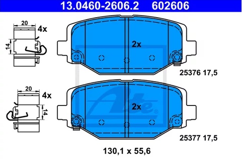 Колодки тормозные дисковые задние FIAT Freemont, LANCIA Voyager Ate 13.0460-2606.2