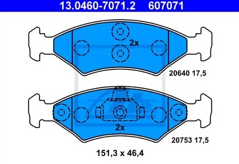 Колодки тормозные дисковые передние FORD Fiesta, MAZDA 121 Ate 13.0460-7071.2