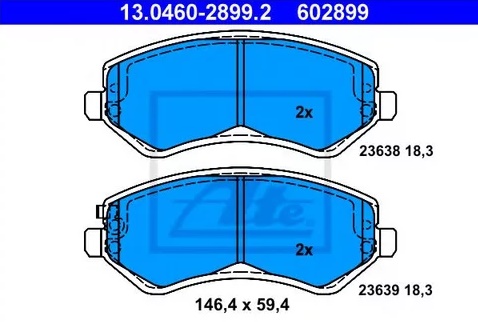 Колодки тормозные дисковые передние CHRYSLER VOYAGER Ate 13.0460-2899.2