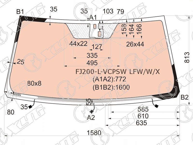 Стекло лобовое TOYOTA LAND CRUISER, LEXUS LX 570 XYG FJ200-L-VCPSW LFW/W/X