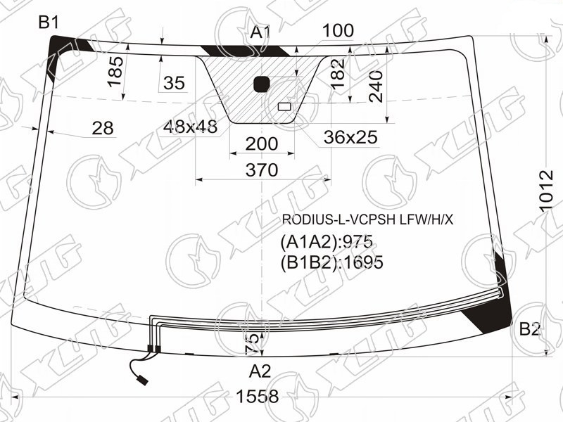 Стекло лобовое с обогревом щеток SSANGYONG RODIUS XYG RODIUS-L-VCPSH LFW/H/X 