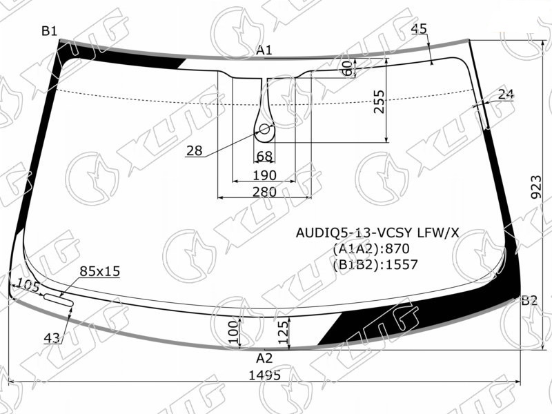 Стекло лобовое AUDI Q5 XYG AUDIQ5-13-VCSY LFW/X 