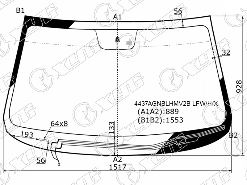 Стекло лобовое с обогревом щеток KIA SORENTO XYG 4437AGNBLHMV2B LFW/H/X 