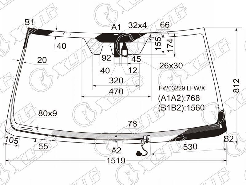 Стекло лобовое атермальное с обогревом щеток TOYOTA LAND CRUISER PRADO 150, LEXUS GX460, 09-2017 г