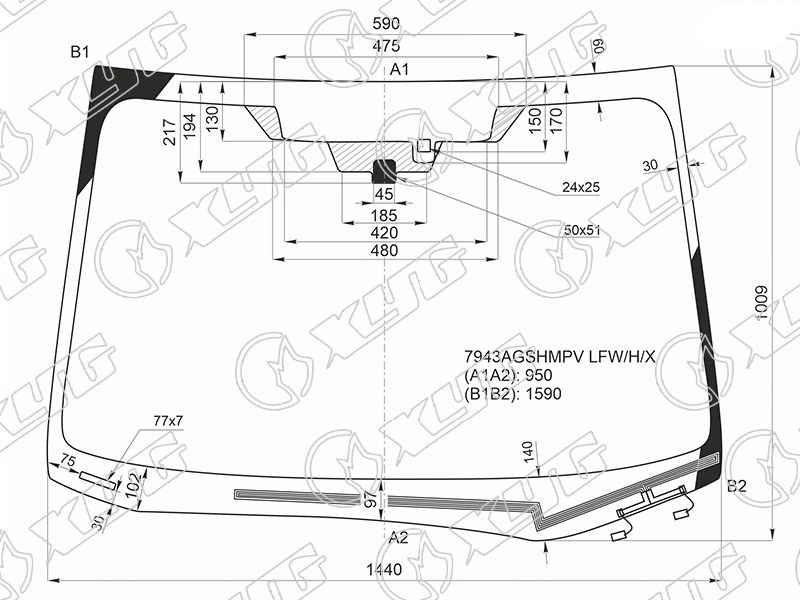 Стекло лобовое с обогревом щеток SUBARU XV, IMPREZA XYG 7943AGSHMPV LFW/H/X 