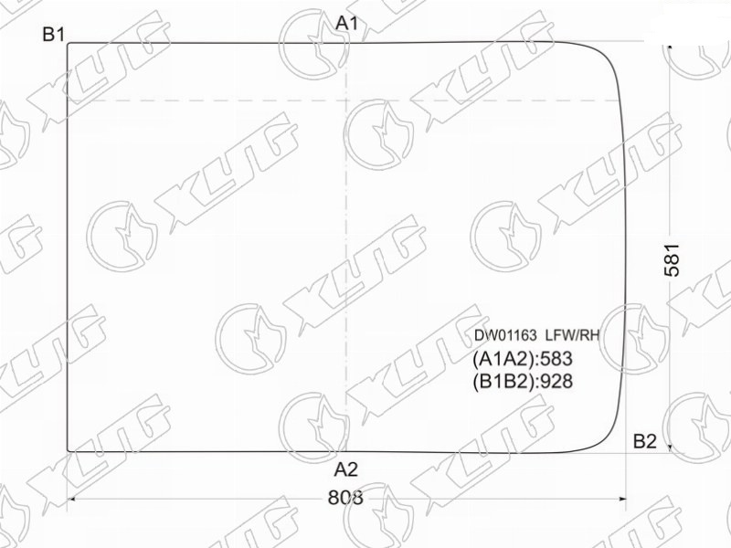 Стекло лобовое правая половинка KENWORTH TRUCK CONVENTIONAL CAB C500, 800 XYG DW01163 LFW/RH 