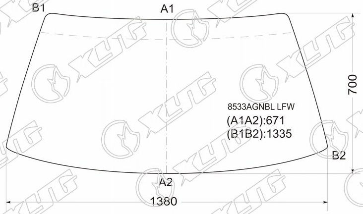 Стекло лобовое в резинку VW GOLF, JETTA XYG 8533AGNBL LFW 