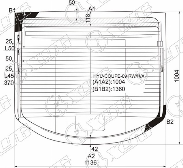 Стекло заднее с обогревом HYUNDAI GENESIS XYG HYU-COUPE-09 RW/H/X 