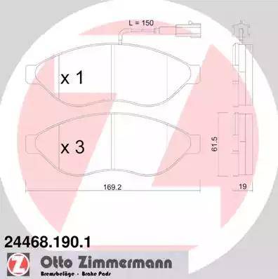 Колодки тормозные передние CITROEN, FIAT, PEUGEOT Otto Zimmermann 24468.190.1