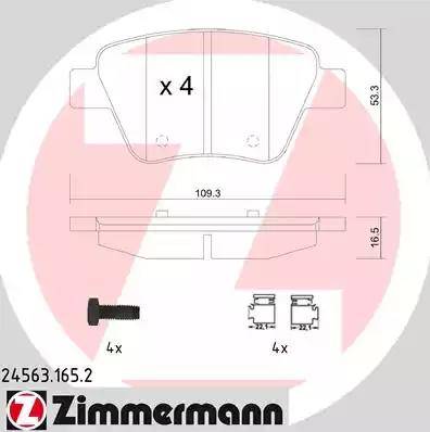 Колодки тормозные дисковые задние VOLKSWAGEN Beetle, Jetta Otto Zimmermann 24563.165.2 