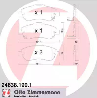 Колодки тормозные дисковые передние HONDA CR-V Otto Zimmermann 24638.190.1