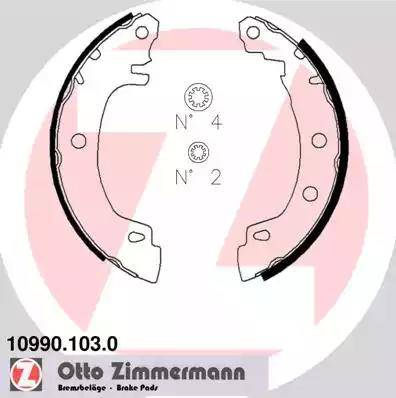 Колодки тормозные барабанные RENAULT Megane, JEEP Cherokee Otto Zimmermann 10990.103.0