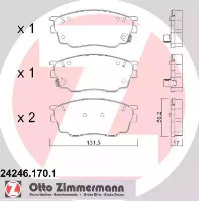 Колодки тормозные дисковые передние MAZDA 6 Otto Zimmermann 24246.170.1