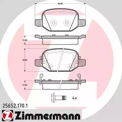 Колодки тормозные дисковые задние FIAT 500L Otto Zimmermann 25652.170.1