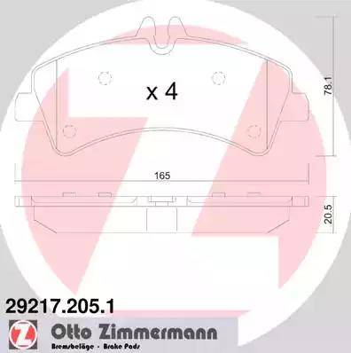Колодки тормозные дисковые задние MERCEDES, VOLKSWAGEN Otto Zimmermann 29217.205.1