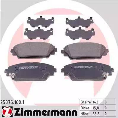 Колодки тормозные дисковые передние MAZDA CX-3, CX-30 Otto Zimmermann 25875.160.1