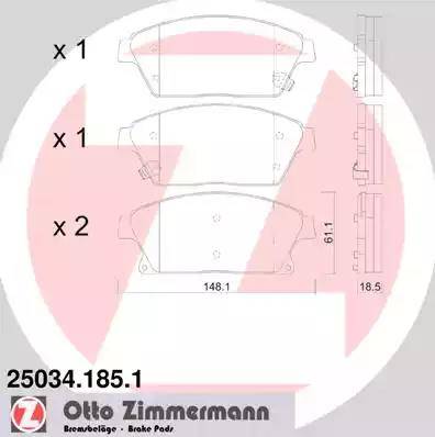 Колодки тормозные дисковые передние OPEL Mokka, CHEVROLET Cruze Otto Zimmermann 25034.185.1