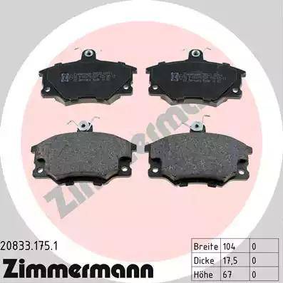 Колодки тормозные дисковые передние ALFA ROMEO 145, 146 Otto Zimmermann 20833.175.1