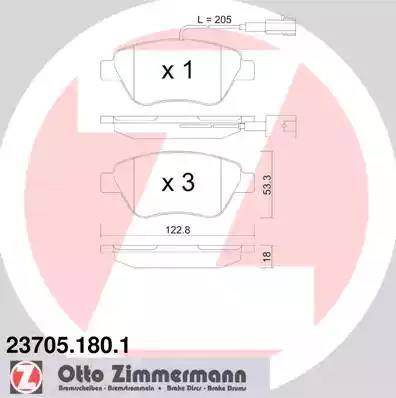 Колодки тормозные дисковые передние ALFA ROMEO Mito Otto Zimmermann 23705.180.1