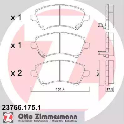 Колодки тормозные дисковые передние TOYOTA Corolla Otto Zimmermann 23766.175.1