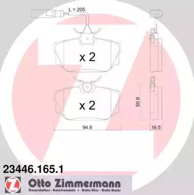 Колодки тормозные дисковые задние FIAT Premio Otto Zimmermann 23446.165.1