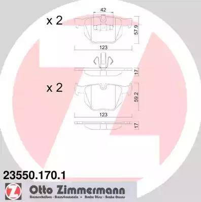 Колодки тормозные дисковые задние BMW 3 Otto Zimmermann 23550.170.1
