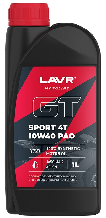 Моторное масло GT SPORT 4T 10W-40 LAVR LN7727, 1 л 