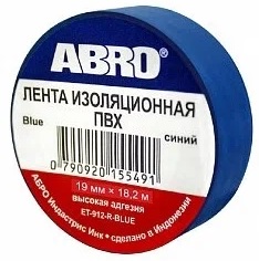 Изолента Abro ET-912-18-20-BLU-RW, синяя, 18 мм х 18.2 м 