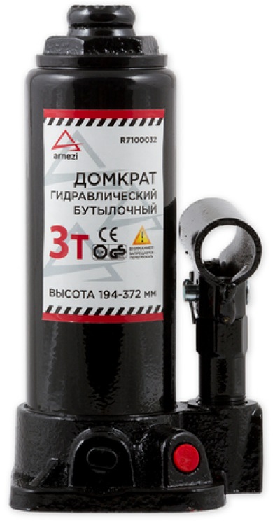 Домкрат гидравлический бутылочный ARNEZI R7100032, 3 т, 194-372 мм, кейс