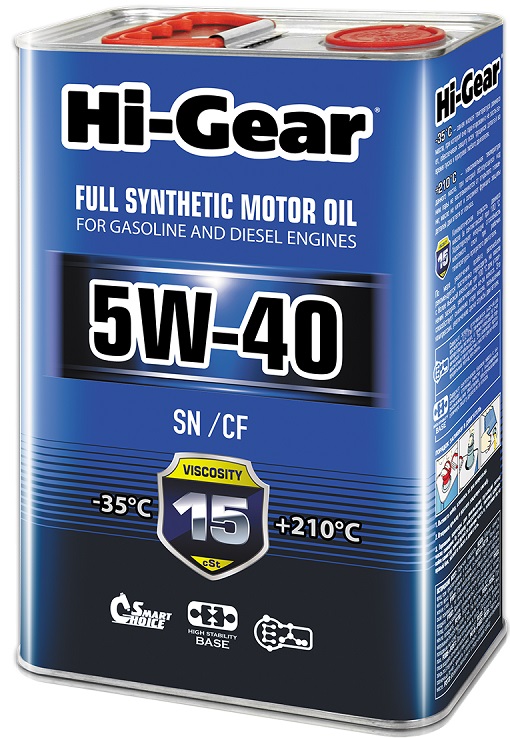 Масло моторное синтетическое HI-Gear HG0544, SN/CF, 5W-40, 4 л 