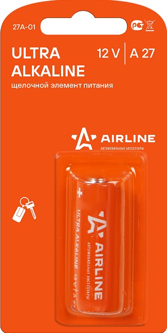 Батарейка алкалиновая AIRLINE 27A-01, Alkaline, A27, 12 V, 1 шт