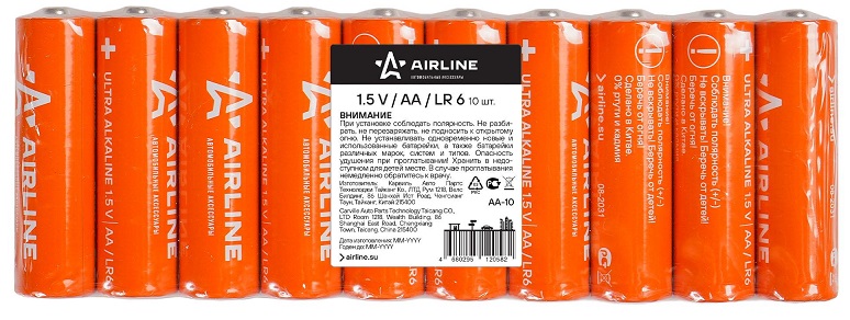 Батарейка алкалиновая AIRLINE AA-10, ultra Alkaline, AA, 1.5 V, 10 шт