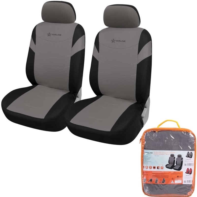 Чехлы для сидений Airline ACS-VP-05, RS-4+, передние, черный/серый, 2 шт