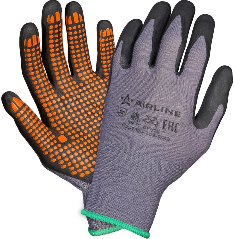 Нейлоновые перчатки Airline ADWG101, с нитриловым покрытием ладони 