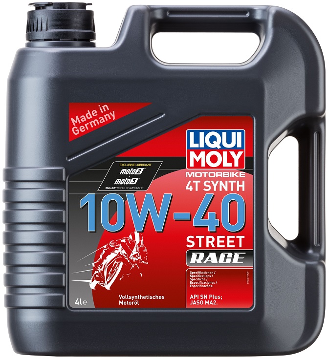 Масло моторное синтетическое Liqui Moly 20754, Motorbike 4T Synth Street Race, 10W-40, 4 л