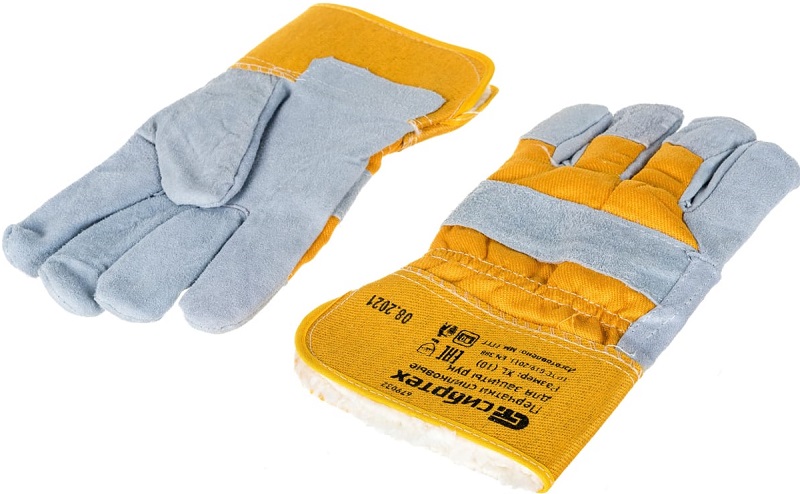 Перчатки спилковые СИБРТЕХ 679032, комбинированные, усиленные, XL 