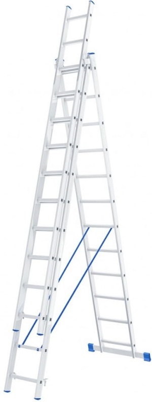 Алюминиевая трехсекционная лестница СИБРТЕХ 97822, 3х12 ступеней