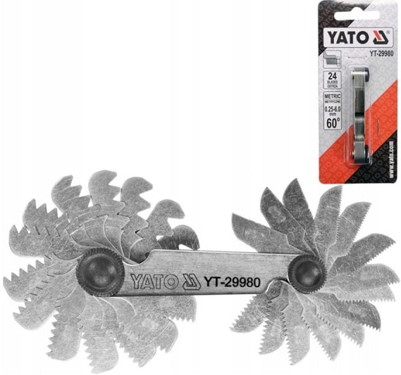 Метрический резьбомер YATO YT-29980, 24 лезвия, 0.25-6.0 мм