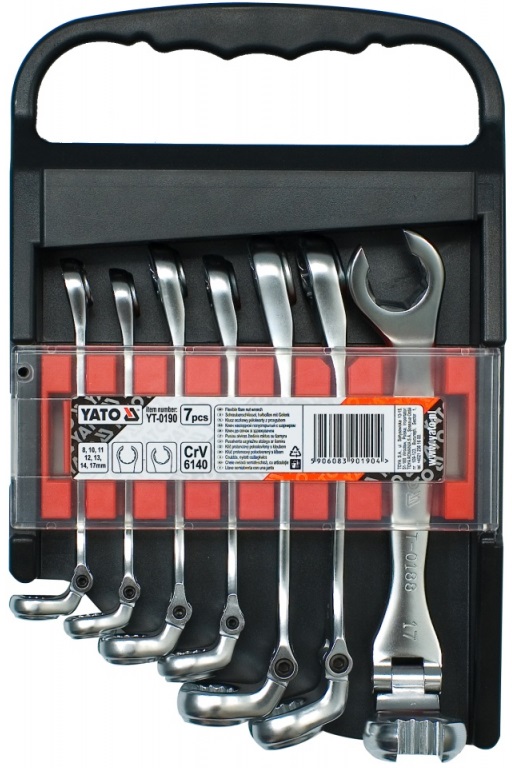 Набор разрезных ключей с шарниром YATO YT-0190, 7 шт