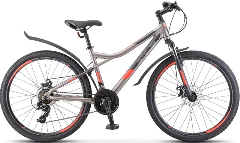 Велосипед STELS LU091648, Navigator-610MD 26" V050, размер рамы 14", серый-красный