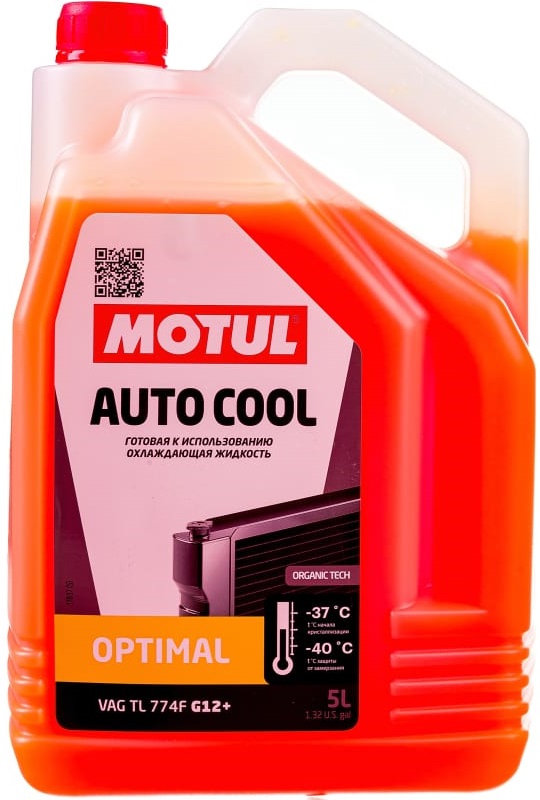 Антифриз Motul 111200 AUTO COOL OPTIMAL, G12+, готовый, -37 C, оранжевый, 5 л 