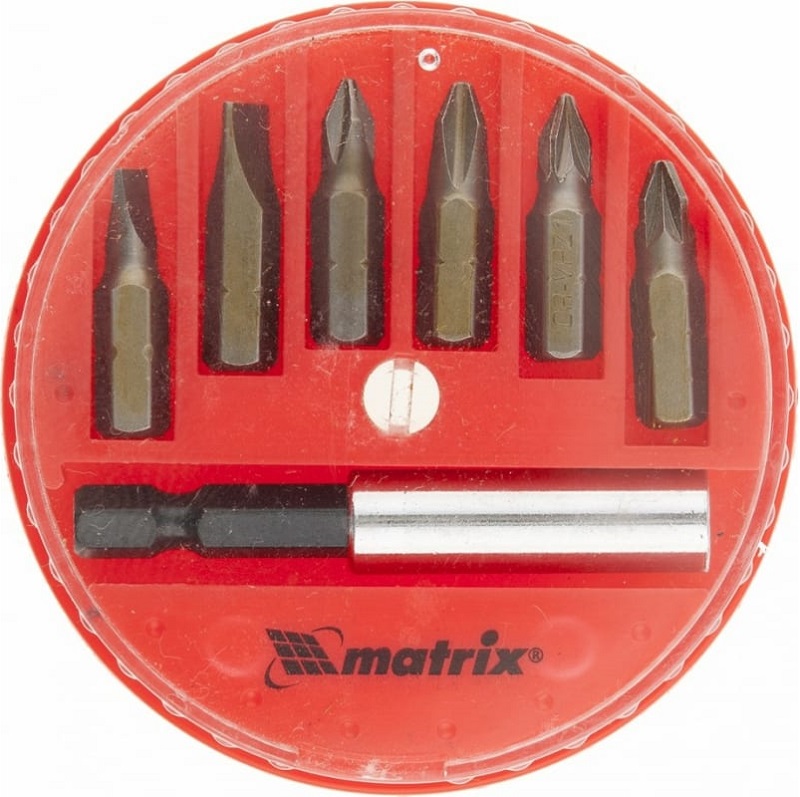 Набор бит и магнитный адаптер для бит MATRIX 11392, 7 предметов