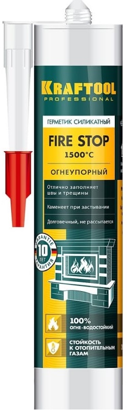 Герметик силикатный огнеупорный FR150 KRAFTSIL FIREPROOF KRAFTOOL 41260-4, 300 мл