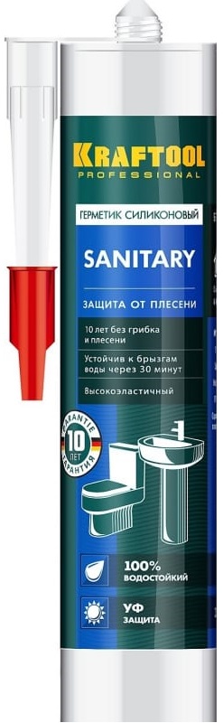 Герметик силиконовый санитарный SX105 KRAFTSIL SANITARY KRAFTOOL 41255-0, 300 мл